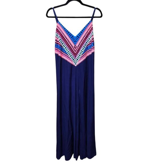 Mara Hoffman Navy Embroidered Maxi Tank Dress - Picture 2 of 6